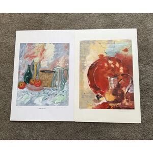 C. Clark Minton Signed Limited Edition Still Life Prints (2) Fruit Vase Abstract